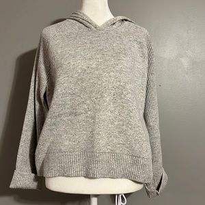 Rag Poets Gray Hooded Long Sleeve Sweater, Size Medium